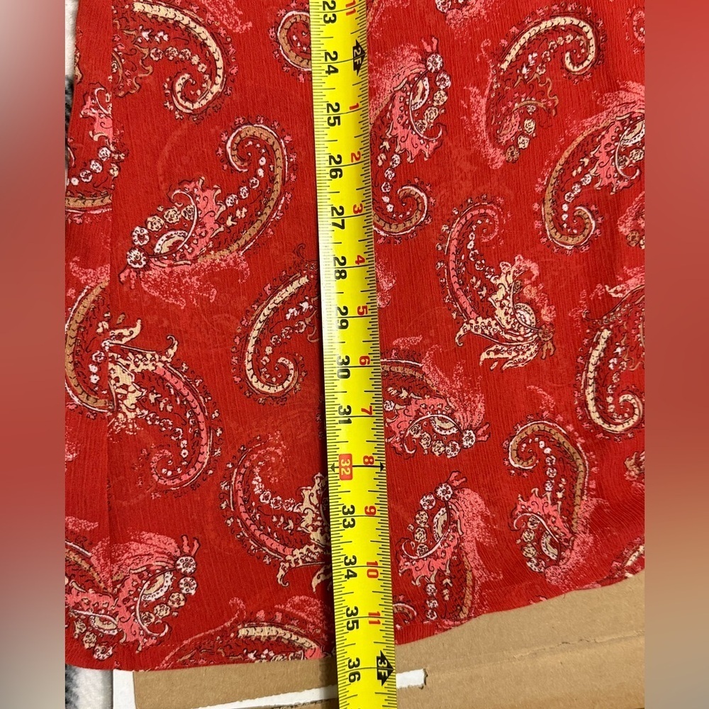 Y2K Red Orange Paisley Printed Maxi Skirt Country Prairie Western Cottagecore - Picture 5 of 6